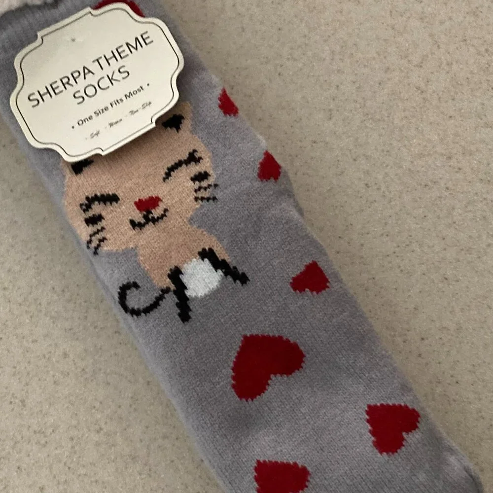 Cat Lady Socks - Sherpa Lined Adult Socks NWT